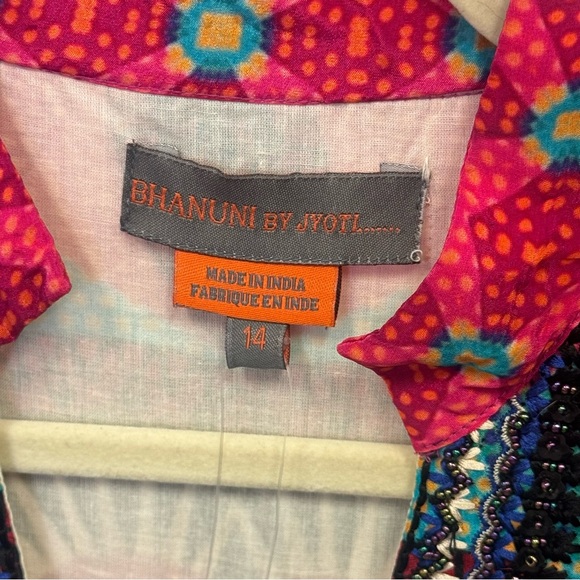 NWT $228 Anthropologie x Bhanuni by Jyoti BohoPatterned Maxi Dress Slits Size 14 - Picture 12 of 15